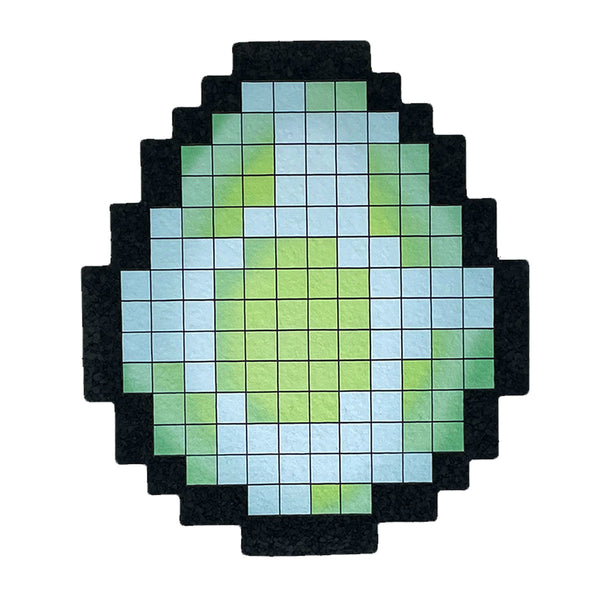 Colorful Pixeleggted coaster by Mood Mats featuring a vibrant, pixelated egg design on a smooth surface.