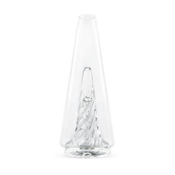 Puffco Peak Pro Glass 2.0, clear replacement glass for vaporizer with intricate design and smooth finish.