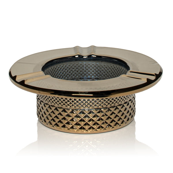 Gold ashtray from Jane West's Twenties Collection accessory line, featuring a stylish vintage-inspired design.