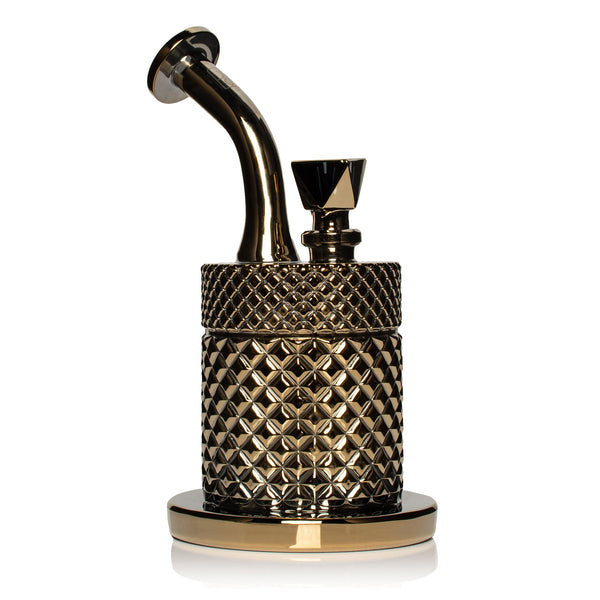 Jane West Twenties Collection water pipe in gold, a stylish accessory with intricate design details for smoking enjoyment.