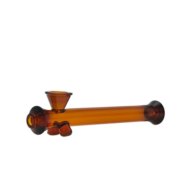 Jane West JW Original Steamroller Hand Pipe in amber, showcasing the glass pipe with a smooth, rounded design and clear branding.
