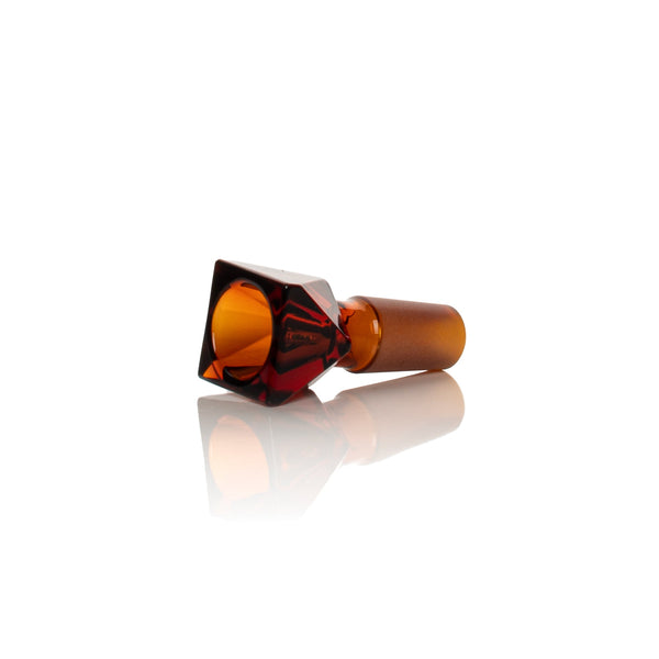 Amber Twenties Collection Square Bowl 14mm part by Jane West, showcasing the geometric glass piece with a warm amber hue.