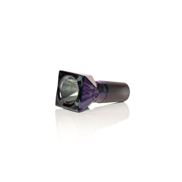 Jane West Twenties Collection Square Bowl 14mm part in Midnight, showcasing the sleek, dark glass design and geometric shape.