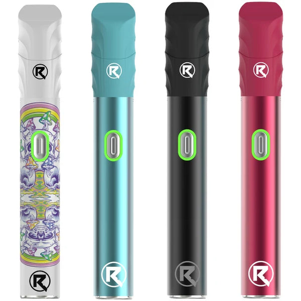 Riddles Oven X Concentrate and Dry Herb Pen Vaporizer showing sleek black design with mouthpiece and control buttons