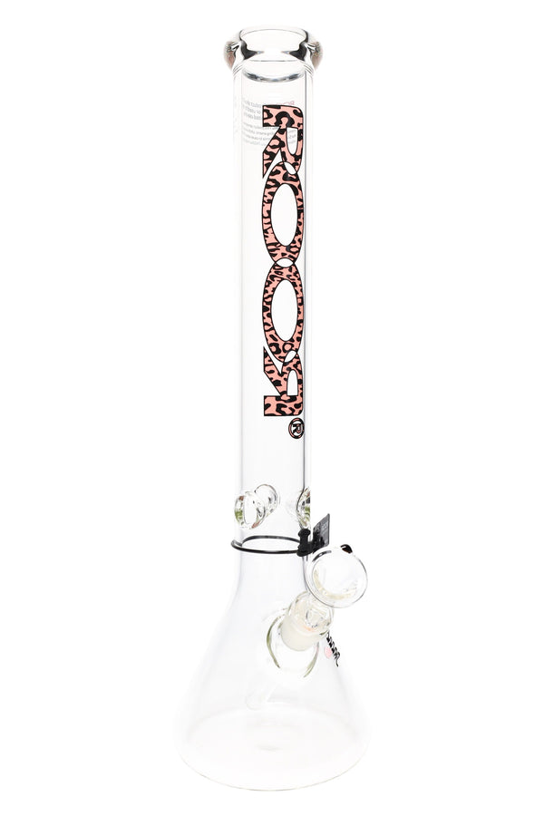 RooR 18-inch glass beaker bong with 5mm thick walls, ice pinch, and glass-on-glass design for smooth water pipe experience
