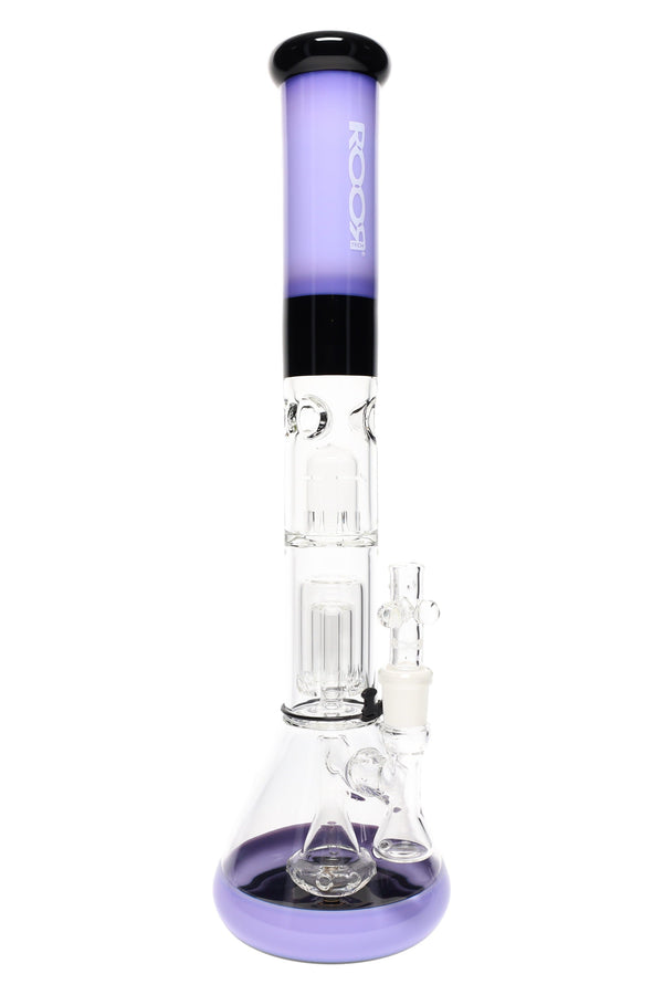 RooR Tech Stemless Multicolor Beaker Bong with multiple percolators, 18-inch water pipe, 5mm glass, vibrant color accents
