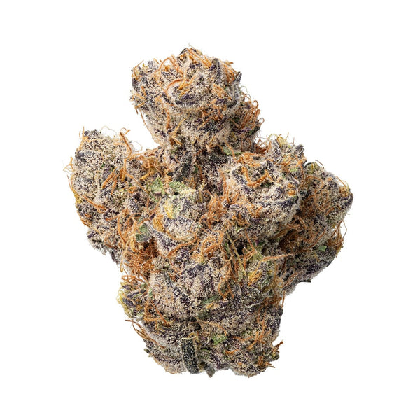 Indica Sour Garlic Cookies THCa flower by thisthat, 3.5g bundle showing vibrant buds with green and purple hues.