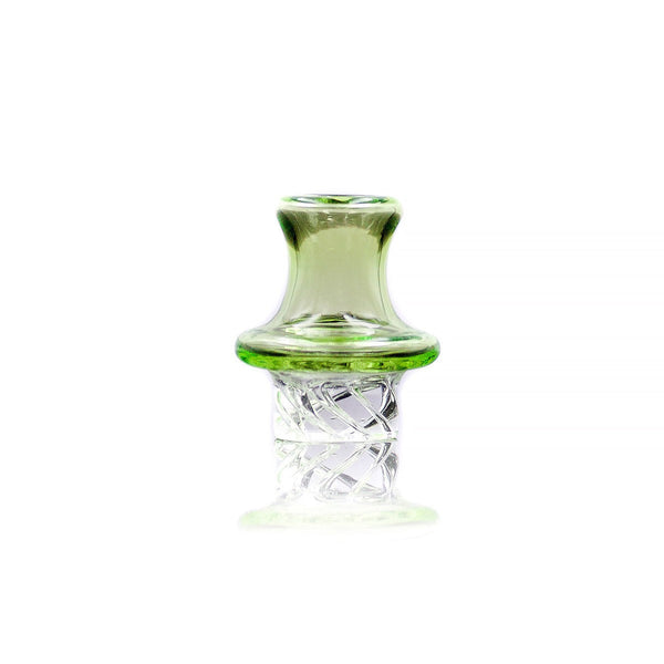 UFO Spinning Carb Cap from The Stash Shack, transparent glass smoking accessory with a UFO shape for dabbing concentrates.