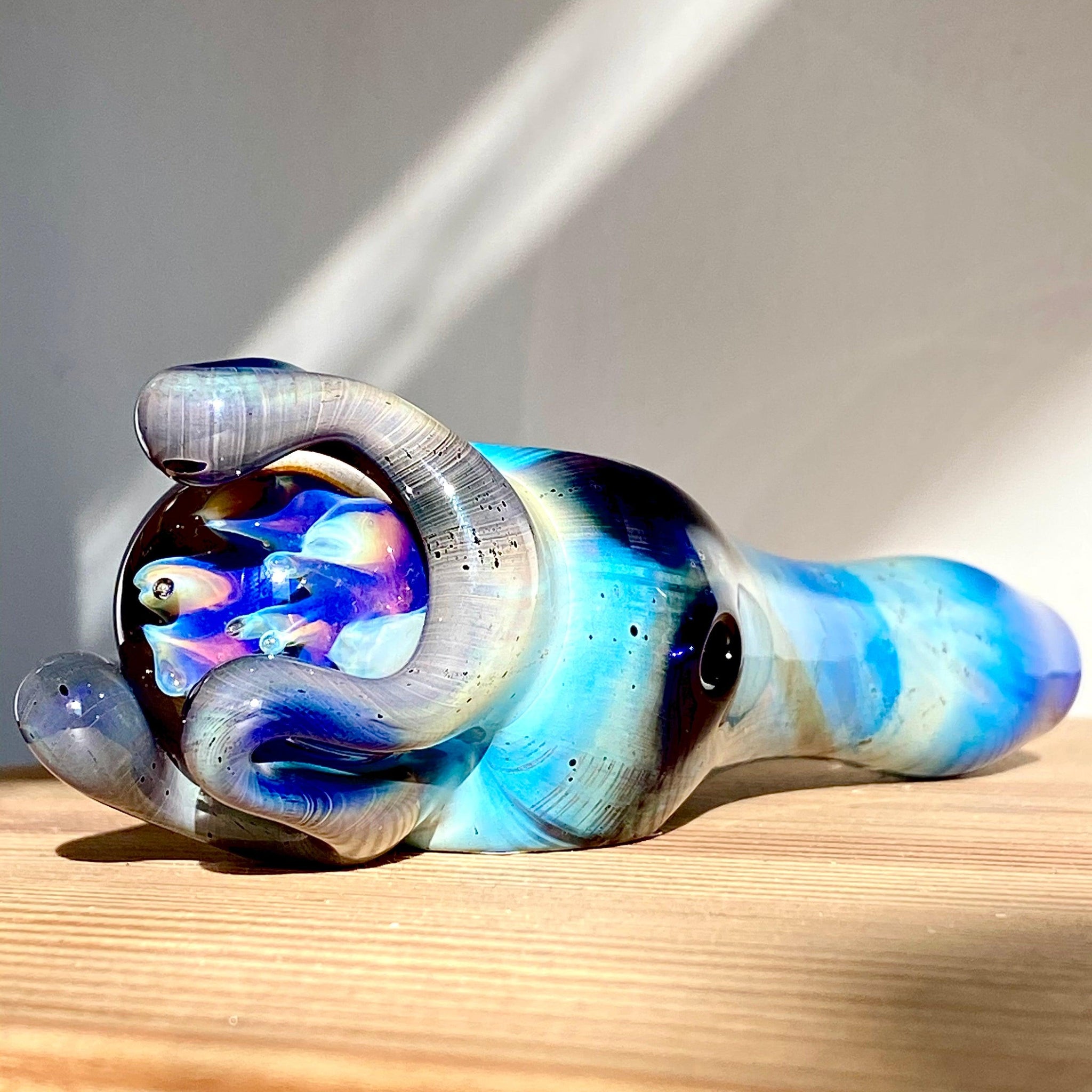 4.5 Pink-blue Swirl 3D Pipe / Tobacco Pipe / Glass Pipe / Glass Bowl  Smoking / Smoking Pipe / Glass Art / Gift 