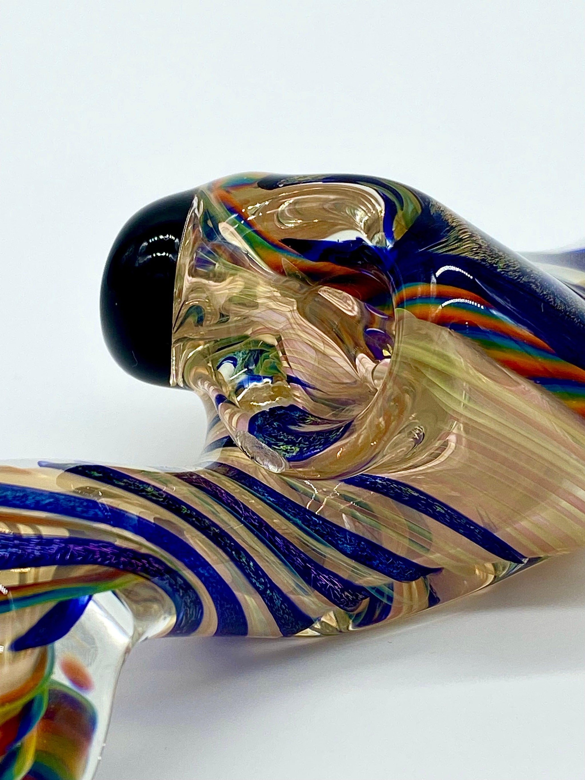 2.5in Dichro & Gold Fumed Spoon Long Glass Hand Pipe