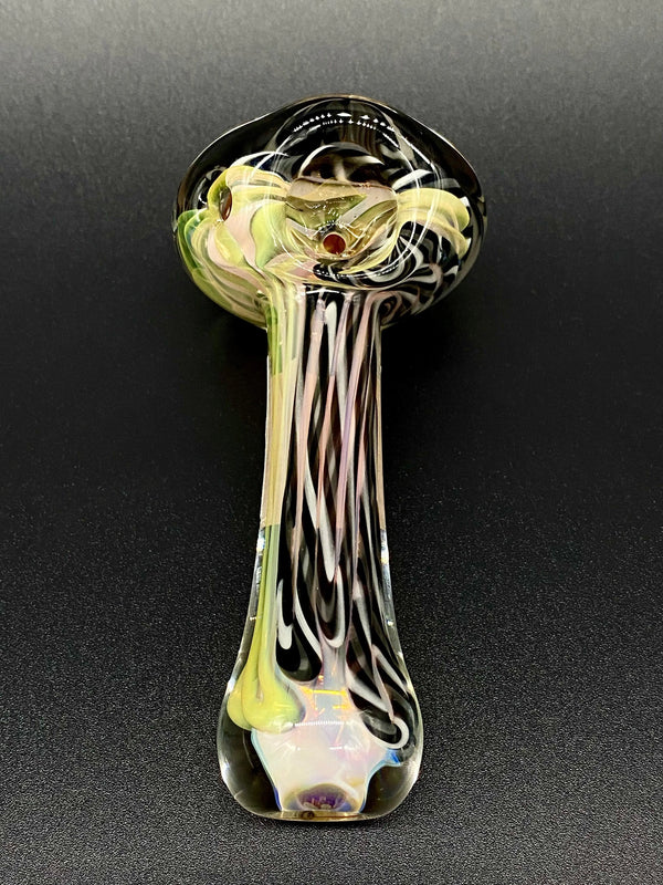 Talent Glass Works Inc solid glass cane with lattice pattern, detailed craftsmanship, and smooth, transparent finish.