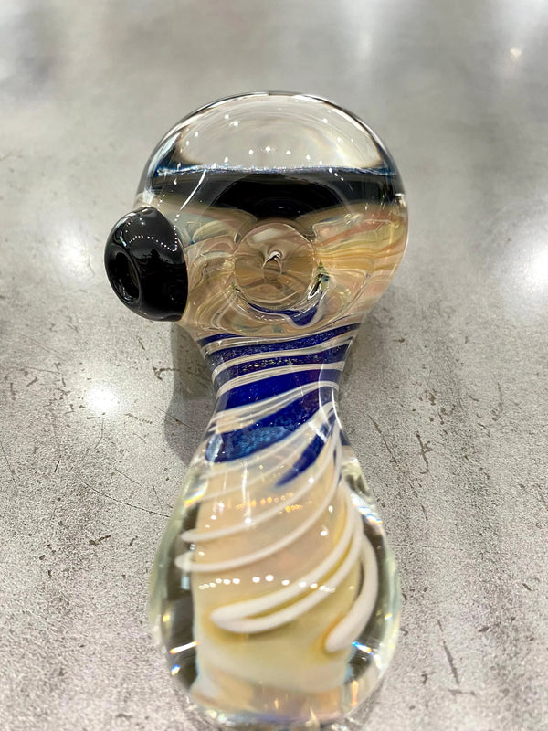 Talent Glass Works Inc Dichro Sherlock glass pipe with colorful, reflective dichroic glass design for smoking accessories.
